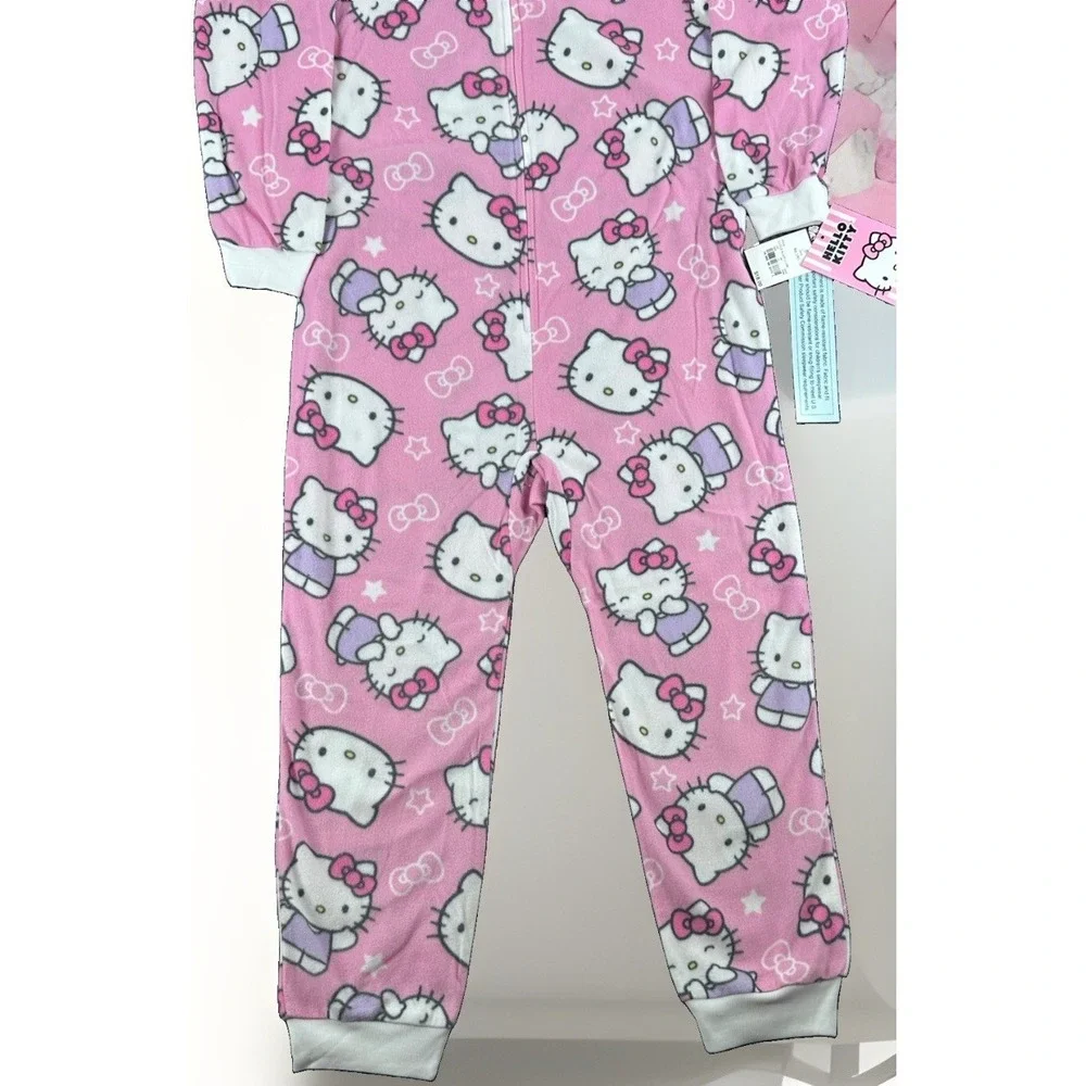 Hello Kitty Cozy Fleece Pajamas Medium 7/8 One Piece Union Suit Sanrio NWT